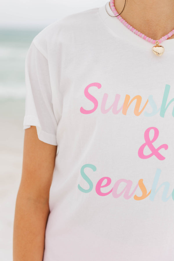 Girls: Just Sunshine & Seashells White Graphic Tee