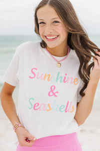 Girls: Just Sunshine & Seashells White Graphic Tee