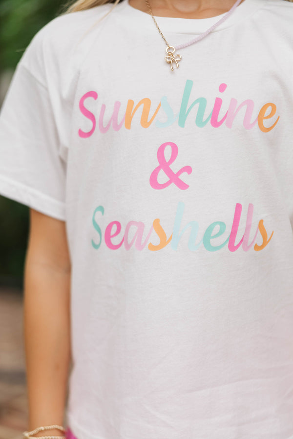 Girls: Just Sunshine & Seashells White Graphic Tee
