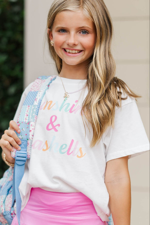 Girls: Just Sunshine & Seashells White Graphic Tee
