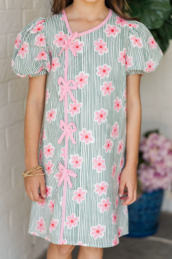Girls: The Ellie Olive Green Striped Floral Dress Shop the Mint Girls: The Ellie Olive Green Striped Floral Dress Shop the Mint