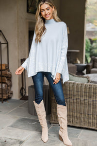 All In Theory Light Blue Floral Sweater Tunic