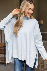 All In Theory Light Blue Floral Sweater Tunic