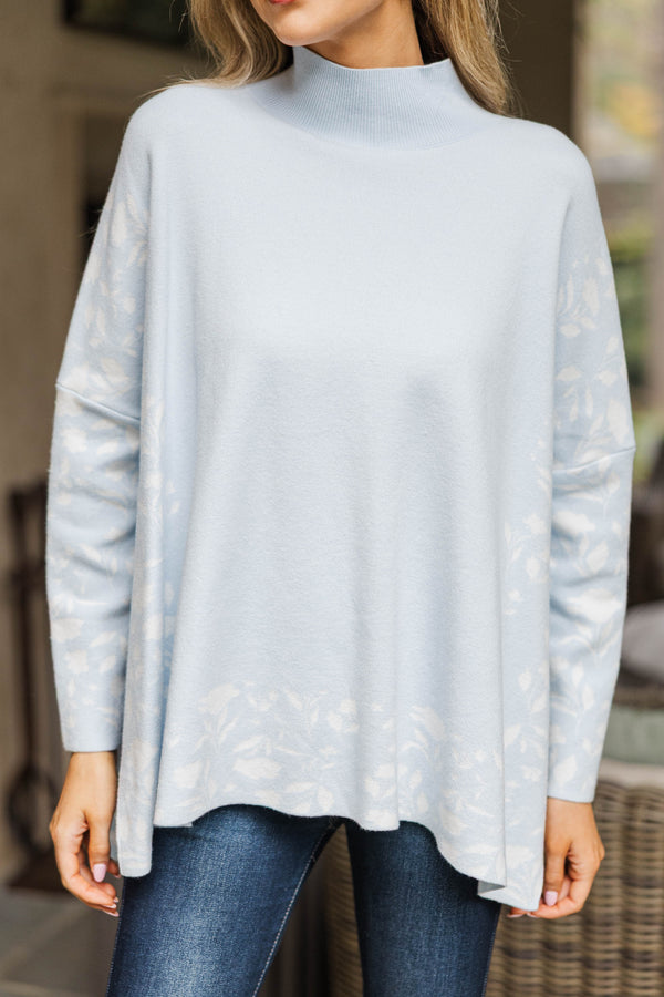 All In Theory Light Blue Floral Sweater Tunic