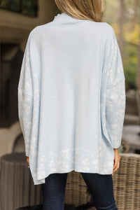All In Theory Light Blue Floral Sweater Tunic