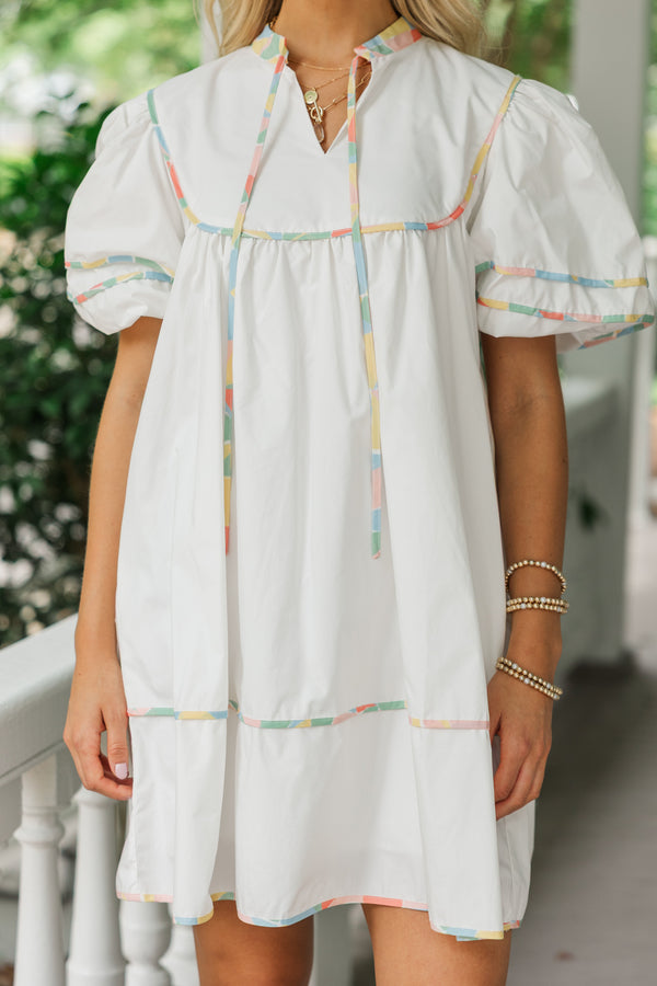 Just Thinking About It White Contrast Dress