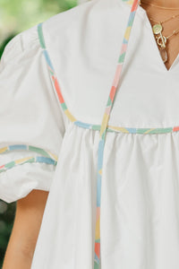 Just Thinking About It White Contrast Dress