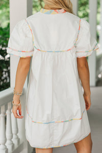 Just Thinking About It White Contrast Dress