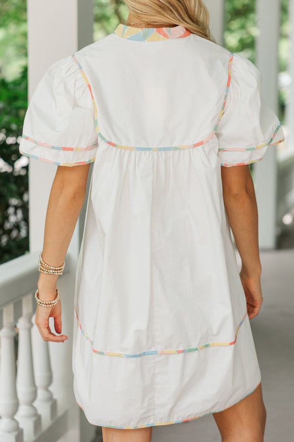 Just Thinking About It White Contrast Dress