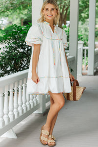 Just Thinking About It White Contrast Dress