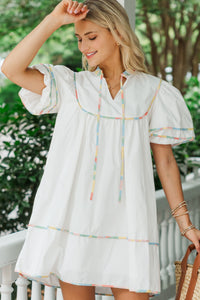 Just Thinking About It White Contrast Dress