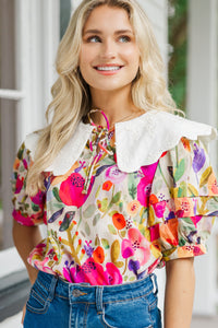 Beyond The Horizon Pink Floral Blouse