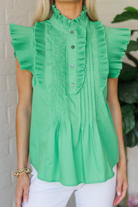 What The Future Holds Green Ruffled Blouse
