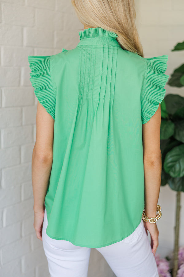 What The Future Holds Green Ruffled Blouse