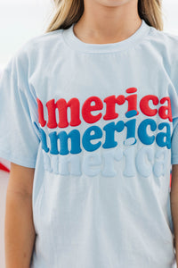 Girls: America Light Blue Graphic Tee