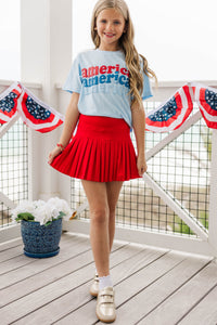 Girls: America Light Blue Graphic Tee
