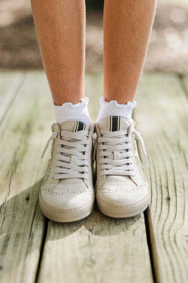 Girls: The Paulina Gold Sparkle High Top Sneakers