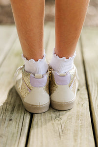 Girls: The Paulina Gold Sparkle High Top Sneakers