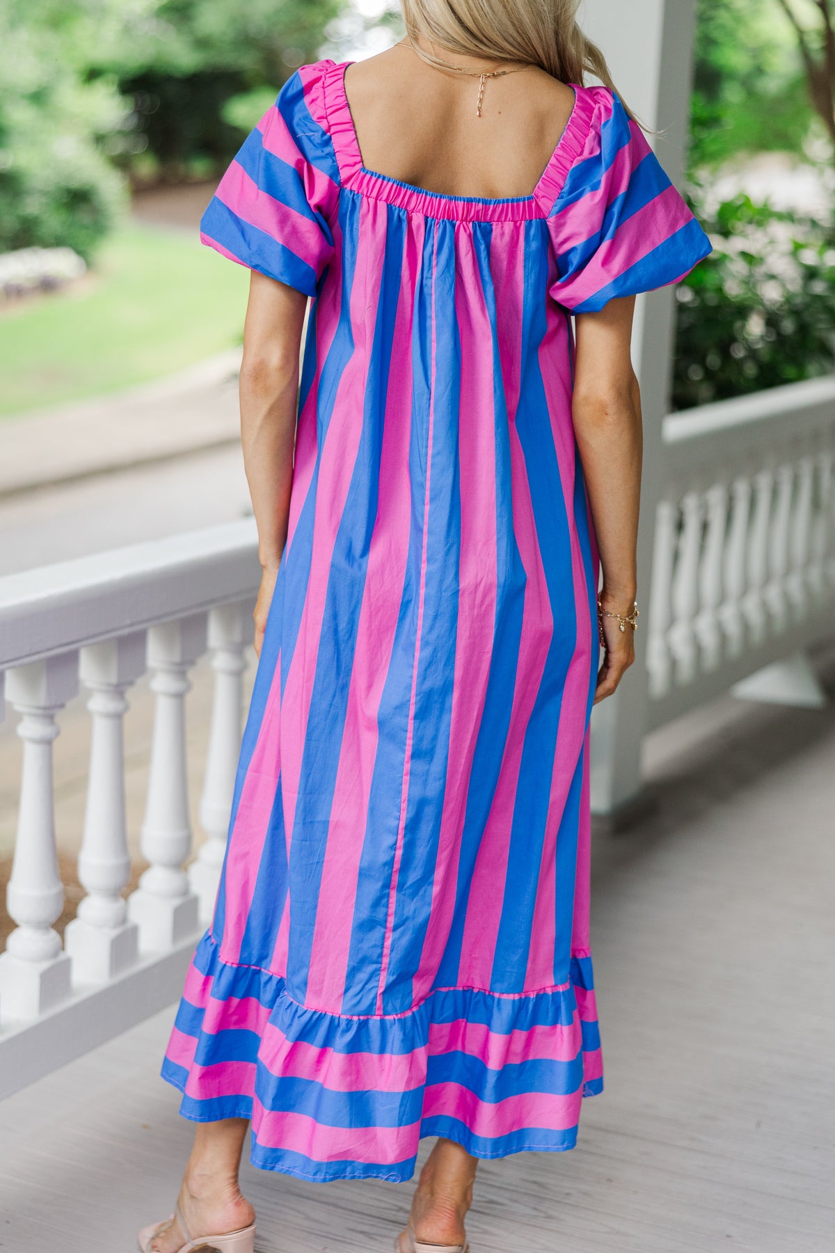 Just Look Royal and Pink Striped Midi Dress Shop the Mint Just Look Royal and Pink Striped Midi Dress Shop the Mint