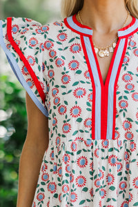 Moving On Red Floral Midi Dress