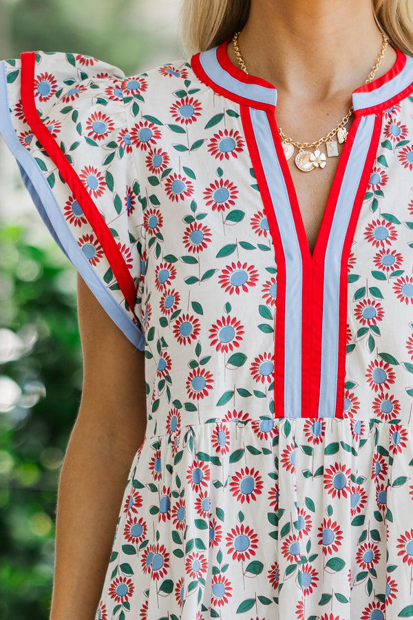 Moving On Red Floral Midi Dress