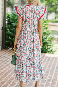 Moving On Red Floral Midi Dress