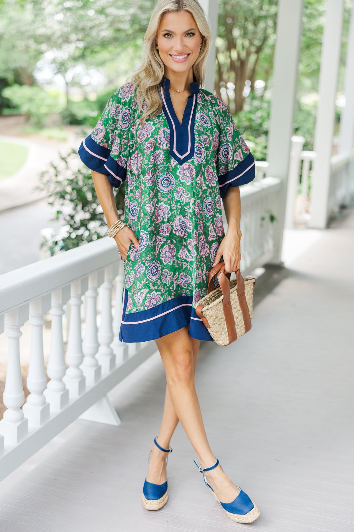 Heart So Full Green Floral Bubble Sleeve Dress – Shop the Mint