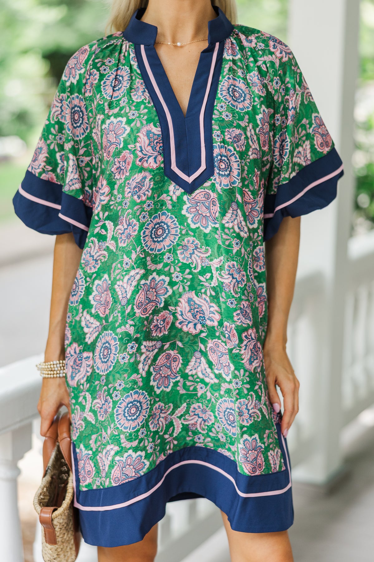 Heart So Full Green Floral Bubble Sleeve Dress – Shop the Mint