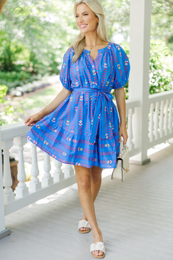 blue floral mini dress Vivid Dreams Blue Floral MIni Dress – Shop the Mint