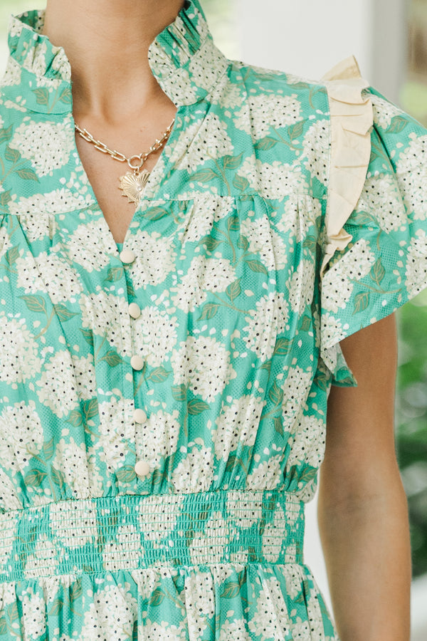 On Your Time Jade Green Floral Midi Dress Shop the Mint On Your Time Jade Green Floral Midi Dress Shop the Mint