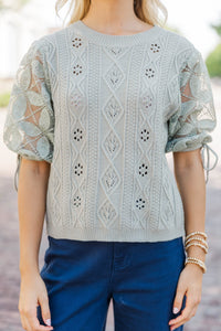 Perfect Timing Sage Short Sleeve Sweater