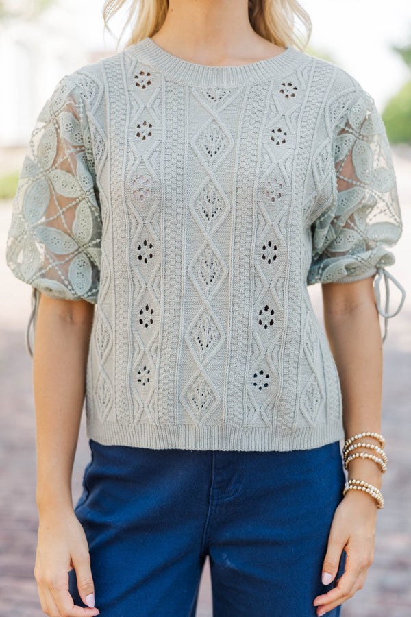 Perfect Timing Sage Short Sleeve Sweater