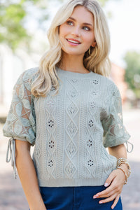 Perfect Timing Sage Short Sleeve Sweater