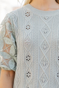 Perfect Timing Sage Short Sleeve Sweater