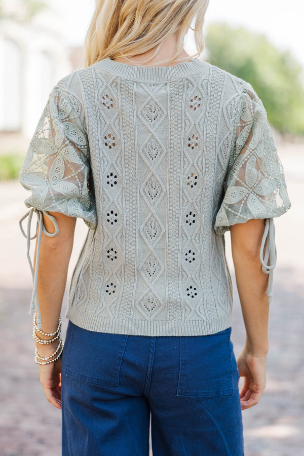 Perfect Timing Sage Short Sleeve Sweater
