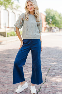 Perfect Timing Sage Short Sleeve Sweater