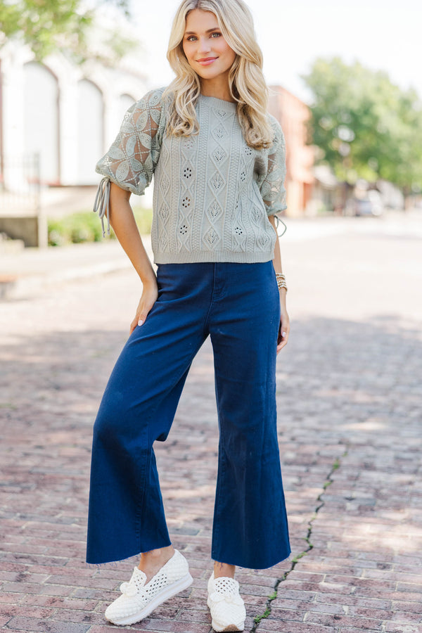 Perfect Timing Sage Short Sleeve Sweater