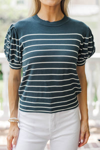 On The Day Teal Striped Top