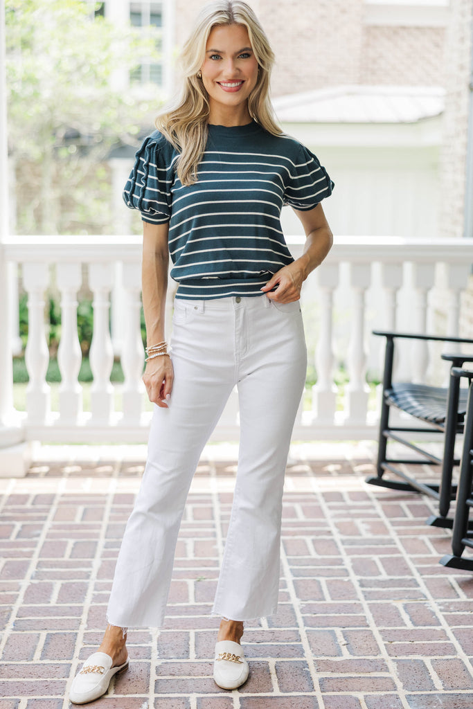 Women's Teal Striped Top