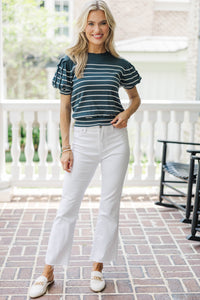 On The Day Teal Striped Top