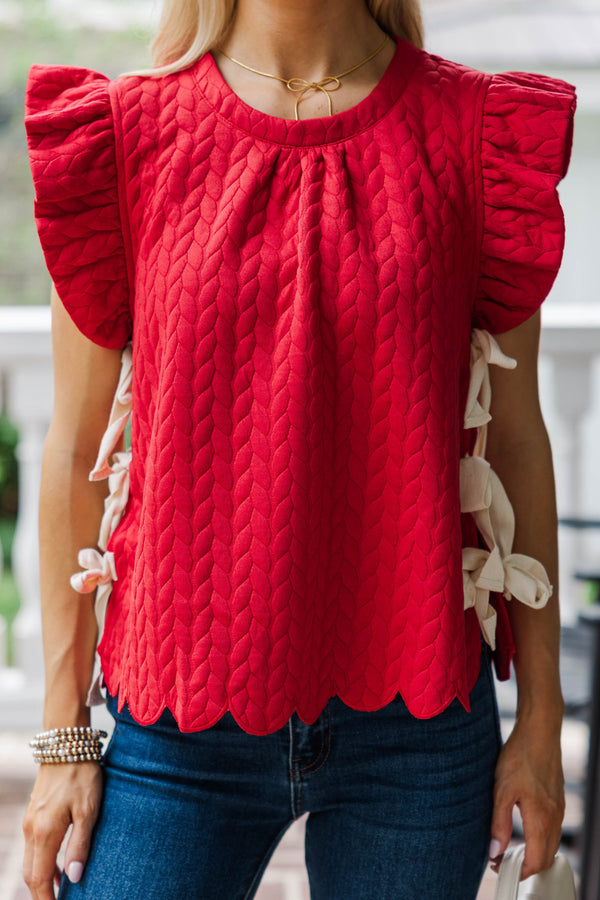 On The Level Red Textured Blouse