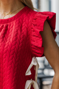 On The Level Red Textured Blouse