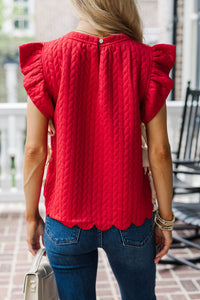 On The Level Red Textured Blouse