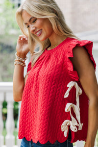 On The Level Red Textured Blouse