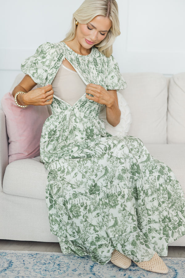 NURSING COLLECTION: Make The Right Choice Olive Green Toile Maxi Dress Shop the Mint NURSING COLLECTION: Make The Right Choice Olive Green Toile Maxi Dress Shop the Mint