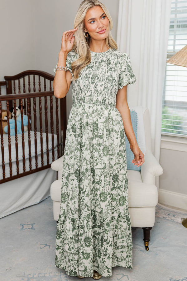 NURSING COLLECTION: Make The Right Choice Olive Green Toile Maxi Dress – Shop the Mint