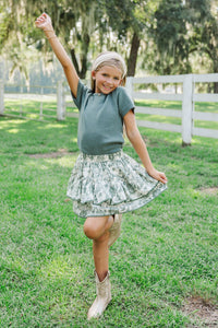 Girls: Work Of Art Olive Green Short Sleeve Sweater