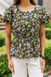 Where The Wind Blows Navy Floral Blouse