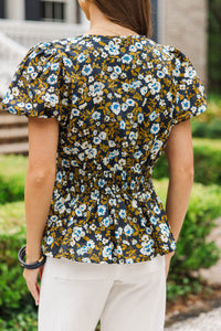 Where The Wind Blows Navy Floral Blouse