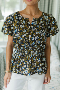 NURSING COLLECTION: With Grace Navy Floral Blouse